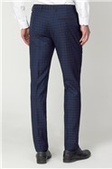  Navy Multi Check Slim Fit Trousers