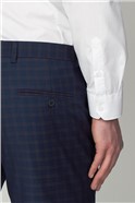  Navy Multi Check Slim Fit Trousers