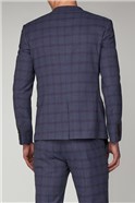  Slate Blue Slim Fit Check Jacket