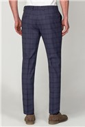  Slate Blue Check Slim Fit Trousers