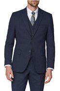 Navy Hopsack Regular Fit Travel Waistcoat