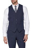 Navy Hopsack Regular Fit Travel Waistcoat