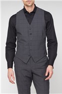  Charcoal & Green Window Check Travel Waistcoat