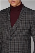  Heritage Grey Burgundy Overcheck Waistcoat