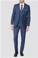  Bright Blue Texture Regular Fit Suit Trouser