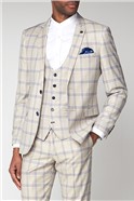  Buxton Cream Check Slim Fit Suit