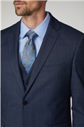  Navy Blue Broken Check Regular Fit Suit