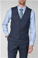  Navy Blue Broken Check Regular Fit Waistcoat