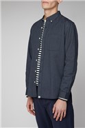  Maltan Navy Long Sleeve Semi Plain Shirt