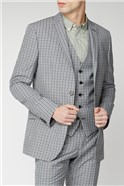  Slim Fit Stone Navy Micro Check Suit