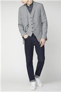  Slim Fit Stone Navy Micro Check Suit Trousers