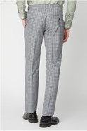  Slim Fit Stone Navy Micro Check Suit Trousers