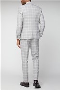  Grey Tonal Check Skinny Fit Suit Trousers