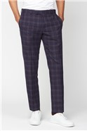  Slim Fit Navy & Burgundy Bold Check Two Piece Suit