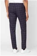  Slim Fit Navy & Burgundy Bold Check Two Piece Suit