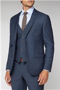  Navy Heritage Check Tailored Fit Waistcoat