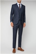  Navy Tonal Check Performance Regular Fit Suit