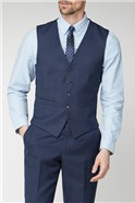  Blue Texture Birdseye Performance Regulat Fit Waistcoat