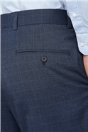  Navy Tonal Check Regular Fit Suit Trousers