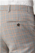 Grey & Orange Prince of Wales Check Skinny Fit Suit Trouser