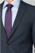 Regular Fit Electric Blue Check Suit Jacket