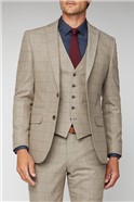  Oatmeal Herringbone Check Tweed Waistcoat