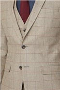  Oatmeal Herringbone Check Tweed Waistcoat