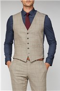  Oatmeal Herringbone Check Tweed Waistcoat