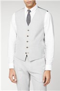  Slim Fit Cool Grey Textured Waistcoat