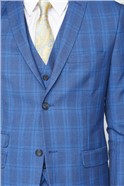 Stvdio Super Slim Fit Blue Summer Check Brit Waistcoat