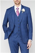  Classic Fit Bright Blue Check Travel Suit Waistcoat