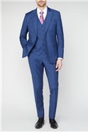  Classic Fit Bright Blue Check Travel Suit Waistcoat