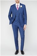  Classic Fit Bright Blue Check Travel Suit Waistcoat