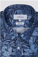  Blue Summer Leaf Print Shirt