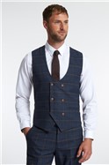  Jenson Navy Check Suit Waistcoat