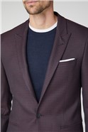  Burgundy Dogtooth Tailored Fit Suit