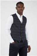  Slim Fit Midnight Textured Check Waistcoat