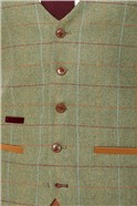  Ellis Moss Green Check Waistcoat