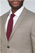  Slim Fit Brown Puppytooth Textured Stretch Suit Jacket