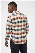  Ivory Brushed Twill Checked Shirt