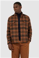  Coffee Heavy Brushed Checked Overshirt