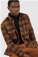  Coffee Heavy Brushed Checked Overshirt