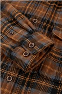  Coffee Heavy Brushed Checked Overshirt