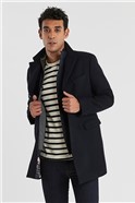  Navy Twill Slim Fit Overcoat