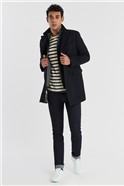  Navy Twill Slim Fit Overcoat