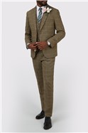  Tailored Fit Ted Tan Check Suit Waistcoat