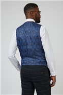  Tailored Fit Eton Navy Check Waistcoat