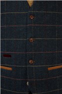  Tailored Fit Eton Navy Check Waistcoat