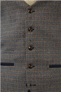  Tailored Fit Hardwick Tan with Navy Check Waistcoat