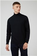  Black Cotton Signature Knitted Roll Neck Jumper